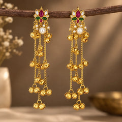 Ruby Green Lotus Dangle Earrings