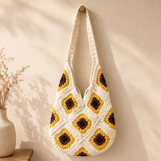 Mustard Flower Crochet Bag