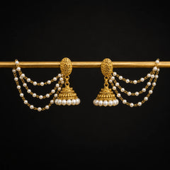 Temple Pearl Festive Gold-Tone Jhumkas