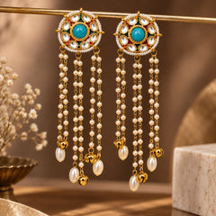 Turquoise Pearl Dangle Earrings