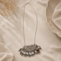 Boho Mirror Oxidised Necklace