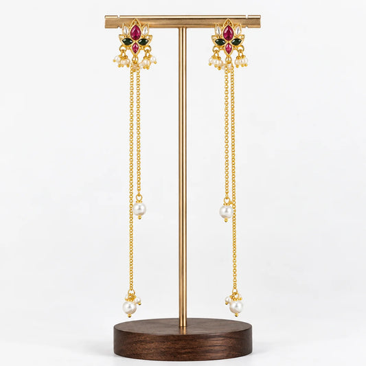Lotus Pearl Trail Earrings