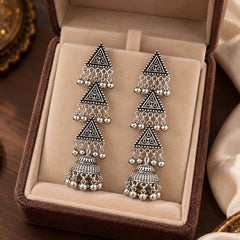 Tribal Triangle Chain Earrings