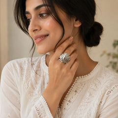 Silver Lotus Statement Ring