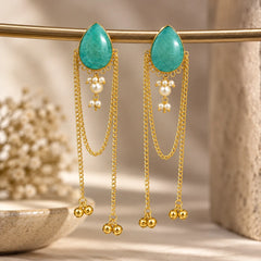 Turquoise Teardrop Cascade Earrings