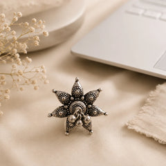 Vintage Blossom Oxidised Ring