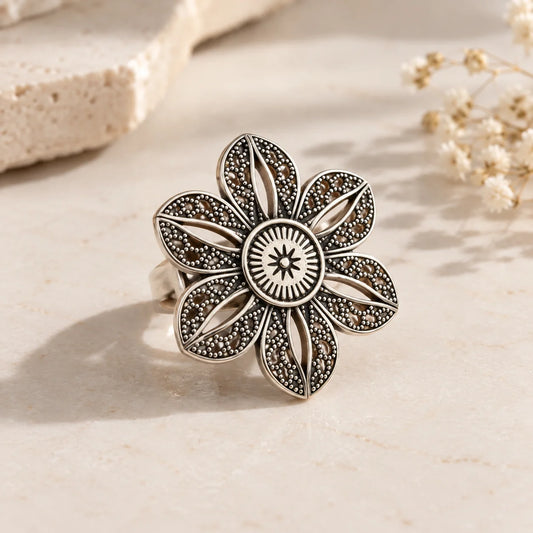 Mystic Flora Oxidised Ring