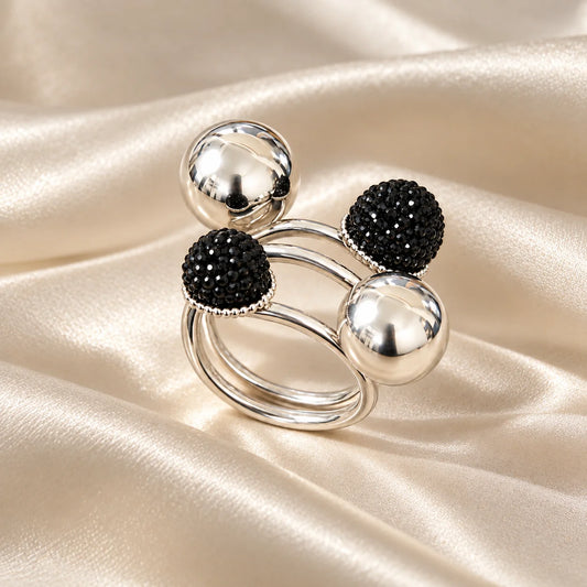 Black & Silver Orbit Ring