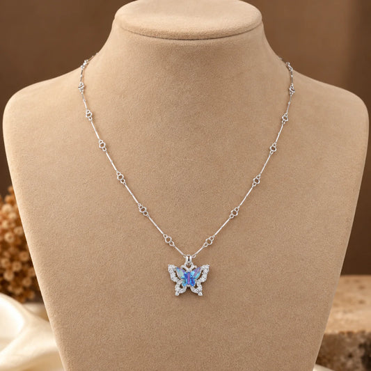 Silver Butterfly Pendant Necklace