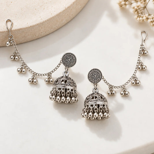 Noor Oxidised Jhumka Ear Chain