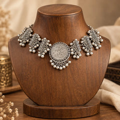 Heritage Coin Choker Oxidised Necklace