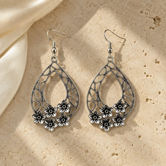 Floral Cutwork Oxidised Earrings