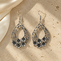 Floral Cutwork Oxidised Earrings