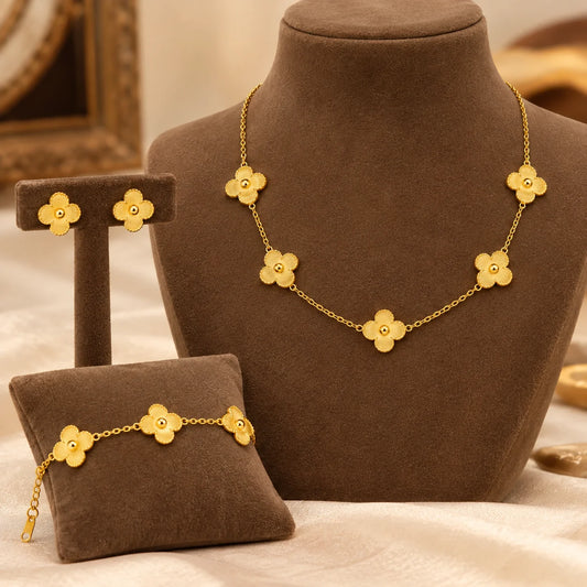 Golden Petal Necklace Set