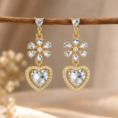 Crystal Heart Dangle Earrings