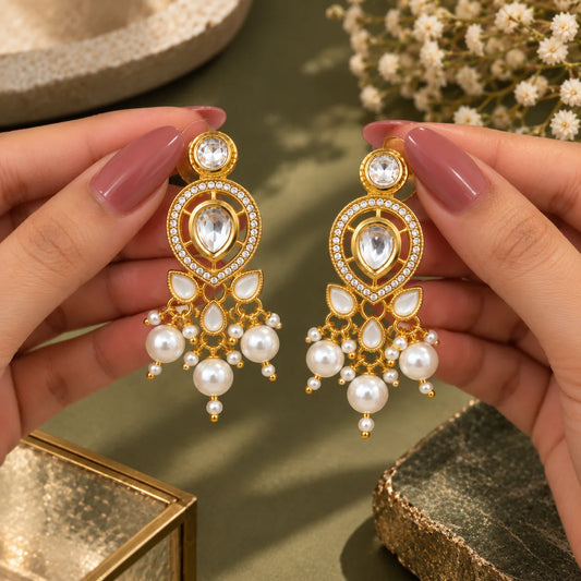 Pearl Royal Kundan Earrings