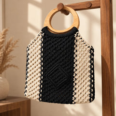 Monochrome Knot Macrame Hand Bag