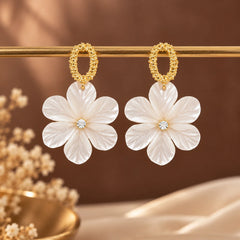 White Floral Drop Earrings