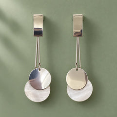 Silver Disc Dangle Earrings
