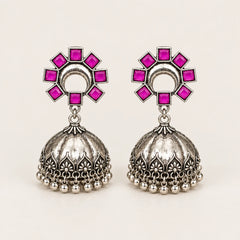 Pink Petal Jhumka Earrings