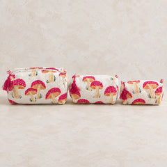 Pink Mushroom 3 Layered Pouches