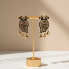 Golden Oxidised Drop Earrings