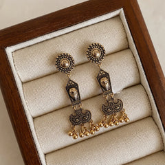 Golden Elongated Antique Earrings