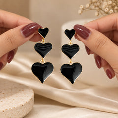 Midnight Heart Chain Earrings