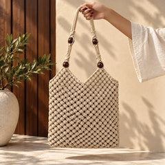 Earthy Bead Macramé Shoulder Bag