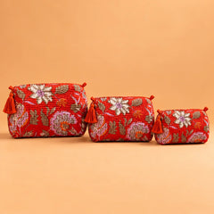 Orange Floral Garden Pouch Set