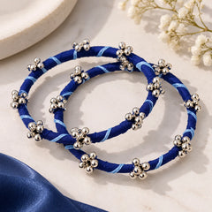 Blue Stripe Ghungroo Bangle Set