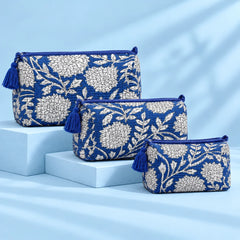Blue Botanical Pouch Set