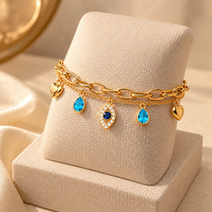 Blue and Golden Charm Bracelet