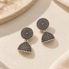 Silver Ethnic Jhumki Dangle Earrings