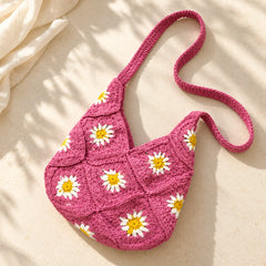 Pink Daisy Dream Crochet Bag