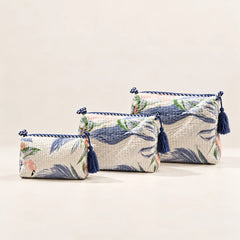 Serene Blue Leaf Pouch Set