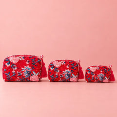 Ruby Bloom Floral Pouch Set