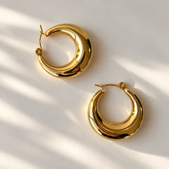 Golden Timeless Tube Hoops  - 18K Gold Plated