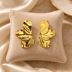 Abstract Leaf Earrings - 18K Gold Plated