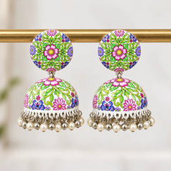 Multicolour Floral Meenakari Jhumkas