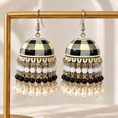 Checkered Meenakari Jhumkas