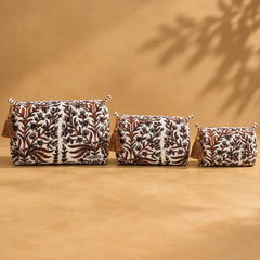 Brown Botanical Print Pouch