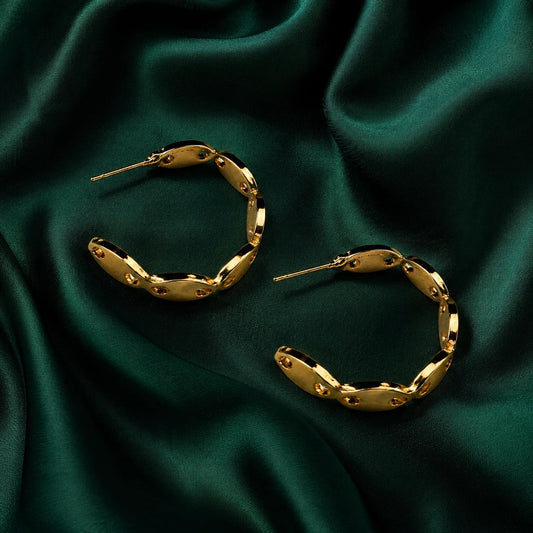 Golden Ripple Hoop Earrings