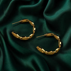 Golden Ripple Hoop Earrings