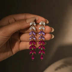 Leaf Crystal Dangle Earrings