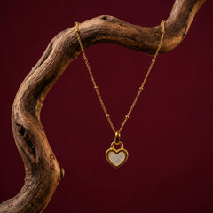 Golden Heart Charm  Pendant Necklace