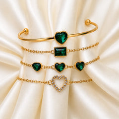 Emerald Crystal Bracelet Combo - 18K Gold Plated