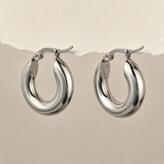 Chunky Silver Hoop Earrings - Silver 925
