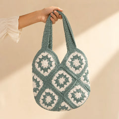 Aqua White Crochet Shoulder Bag