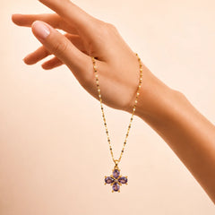 Lavender Mist Bloom Necklace - 18K Gold Plated